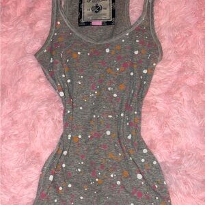 Victoria's Secret Gray Tank Top with Pink, Orange, and White Accents